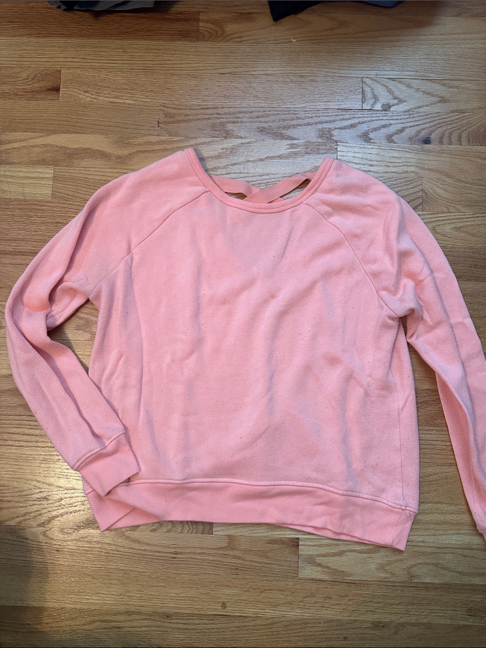 Pink Crew Neck Sweater w/ Criss Cross Back Detail